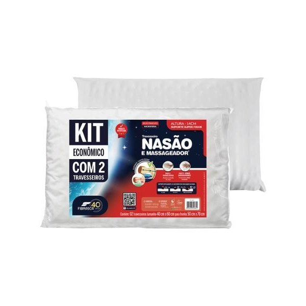 Kit 2 Travesseiros Nasão e Massageador Fibrasca
